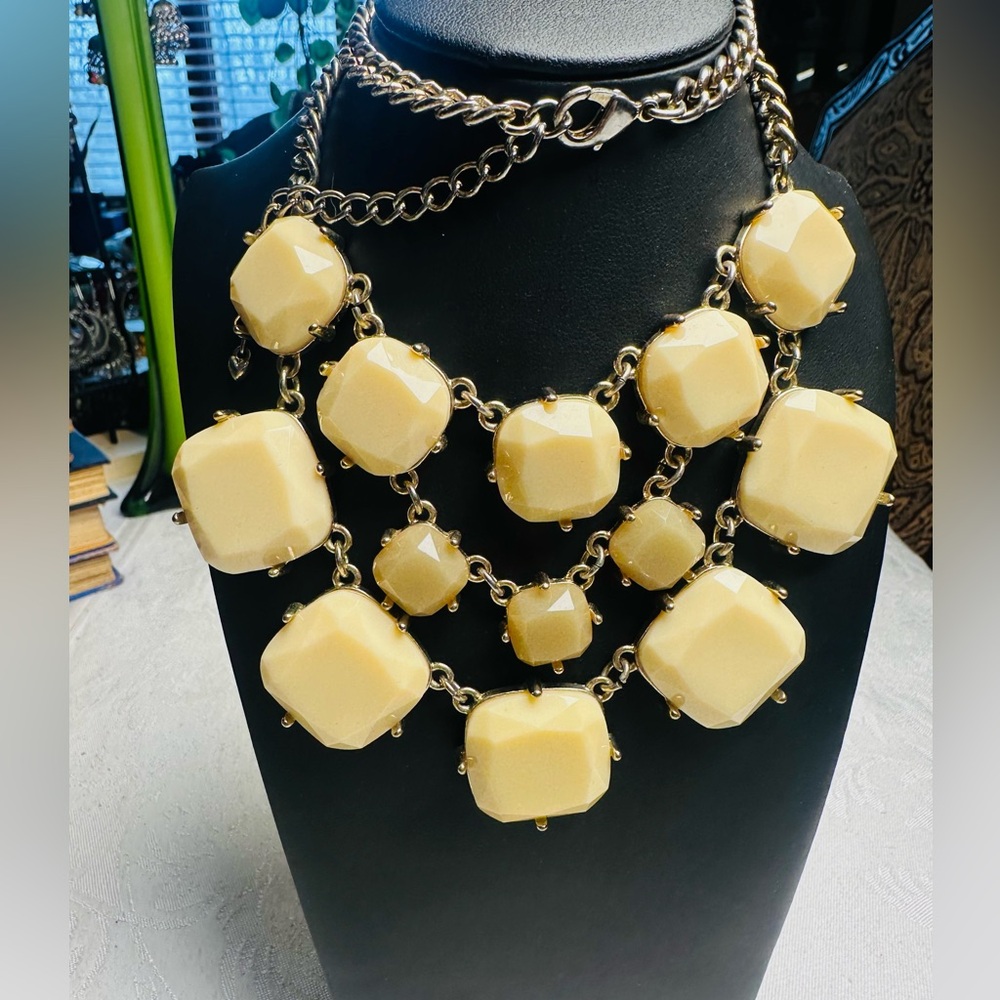 Vintage Bib Necklace & Bracelet/Empire Style/ Acrylic Real Stone and Rhinestones - Picture 2 of 8